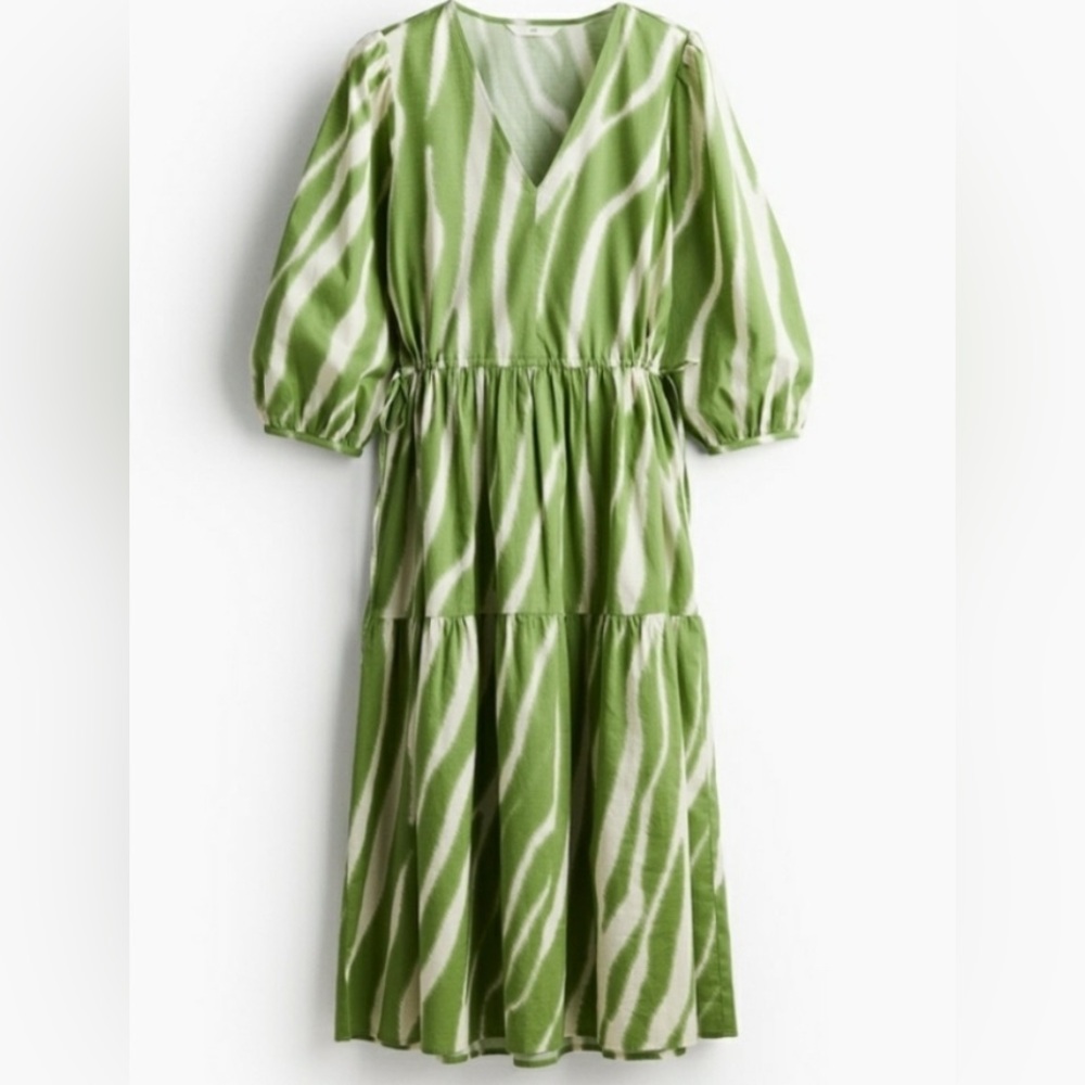 H&M Green and White Striped Dress